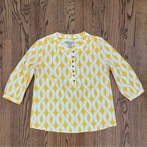 Banana Republic Yellow and White Patterned Blouse